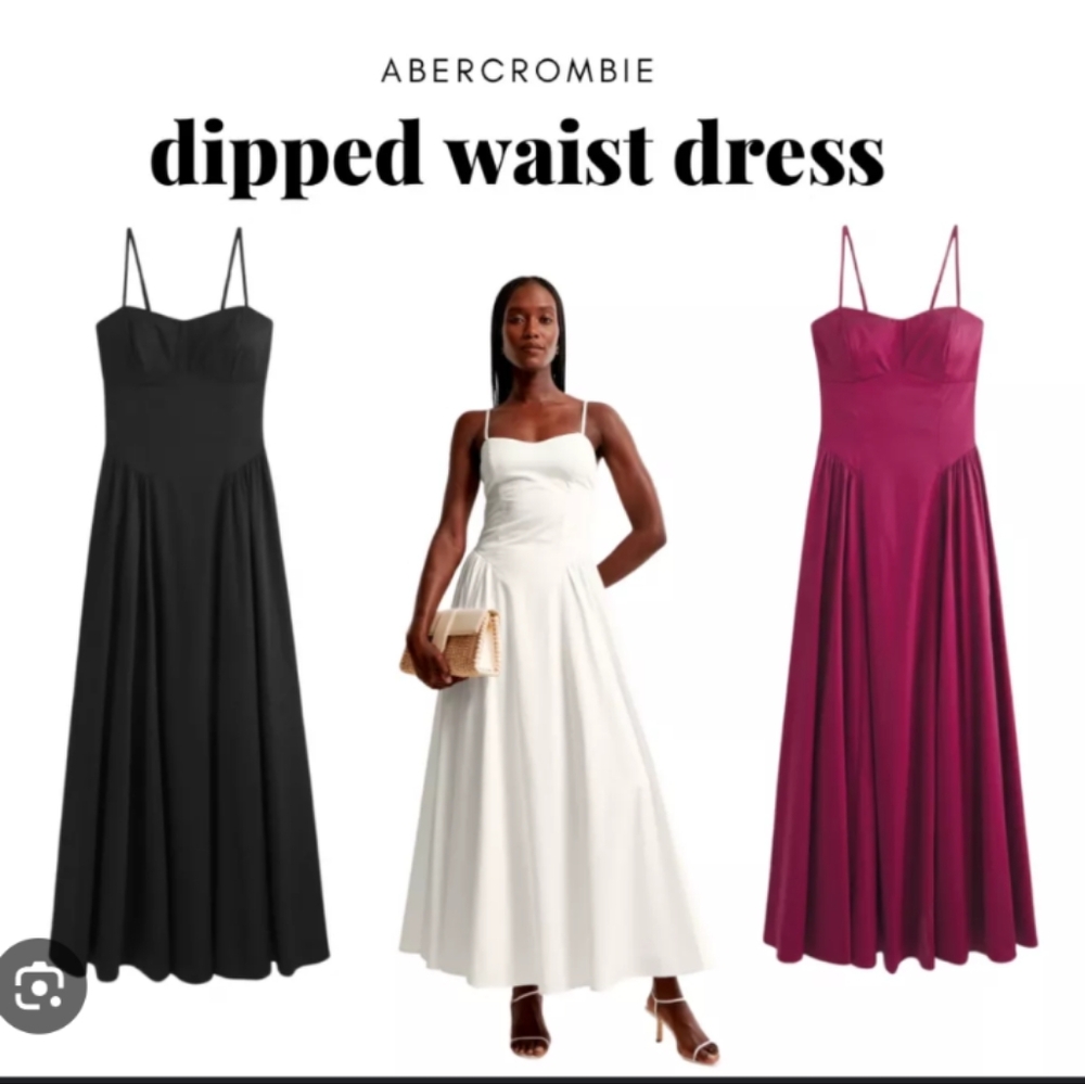 Abercrombie & Fitch Black Dipped Waist Sweetheart Maxi Dress - Picture 3 of 7